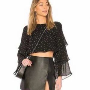 MAJORELLE Black and White Polka Dot Top S size